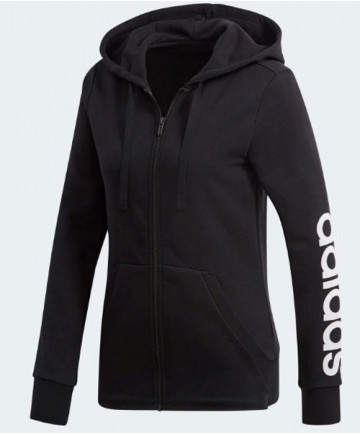 Adidas Women's Essentials Linear Full Zip Hoodie Black S97076