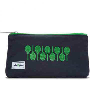 Ame & Lulu Icon Brush It Off Cosmetic Case Raquets Navy / Green ICBC135