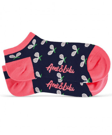 Ame & Lulu Meet Your Match Socks Matchpoint Navy/Pink SOCKS102