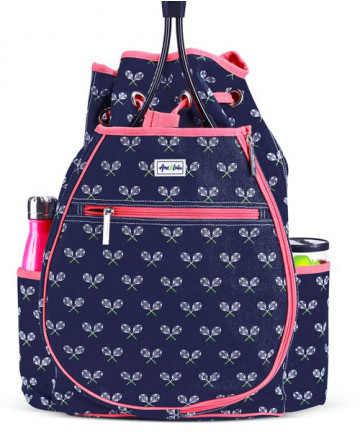 Ame & Lulu Kingsley Tennis Backpack Match Point Navy/Pink TBP102