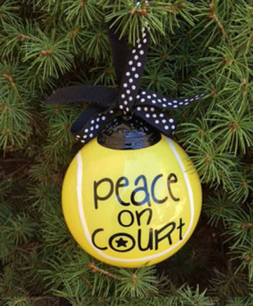 Cute Tennis Boxed Ball Ornament Peace on Court