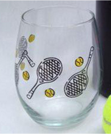 Cute Tennis Stemless Wine Glass SMLSWG
