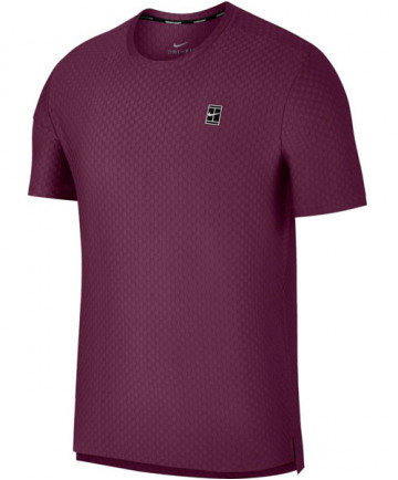 Nike Men's Short Sleeve Checkered Baseline Crew Bordeaux/Black 855279-609