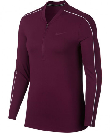 Nike Women's Court Dry Long Sleeve Half Zip Top Bordeaux 939322-609