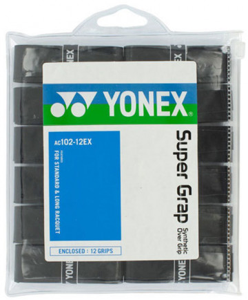 Yonex Super Grap Overgrips 12-Pack Black AC102-12EX-BK