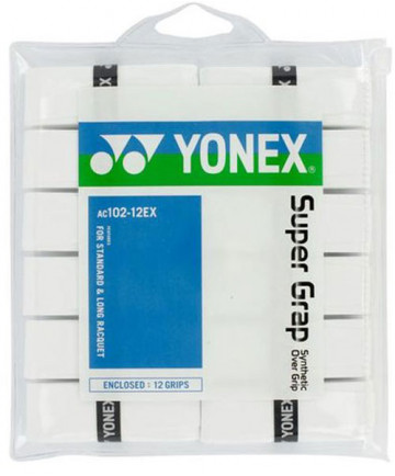 Yonex Super Grap Overgrips 12-Pack White AC102-12EX-WH