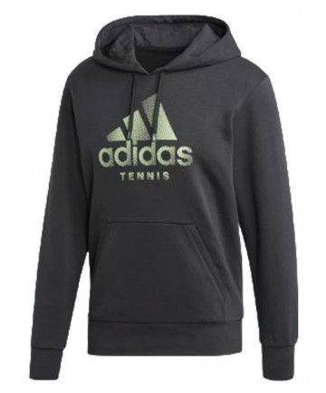 Adidas Men's Tennis Graphic Hoodie-Carbon FJ3887