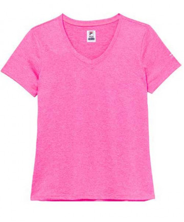 Fila Pickleball Heathered Short Sleeve V-Neck-Pink Glo Heather TW21C329-544