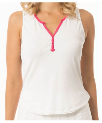 Lucky In Love Ribbed Henley Tank-White CT582-824120