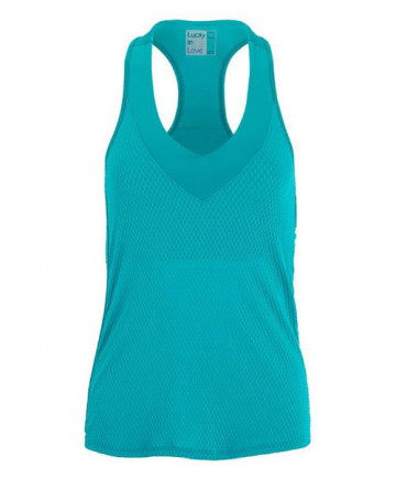 Lucky In Love Wavy V-Neck Tank-Teal CT644-308