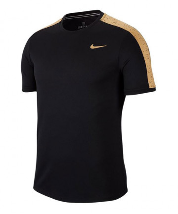 Nike Men's Court Dry Graphic Crew-Black-Gold AT4305-011