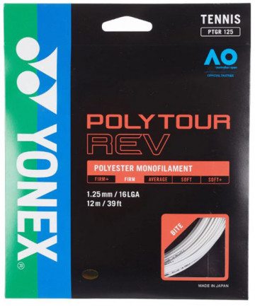 Yonex PolyTour Rev 16L 1.25- White PTGRV125W