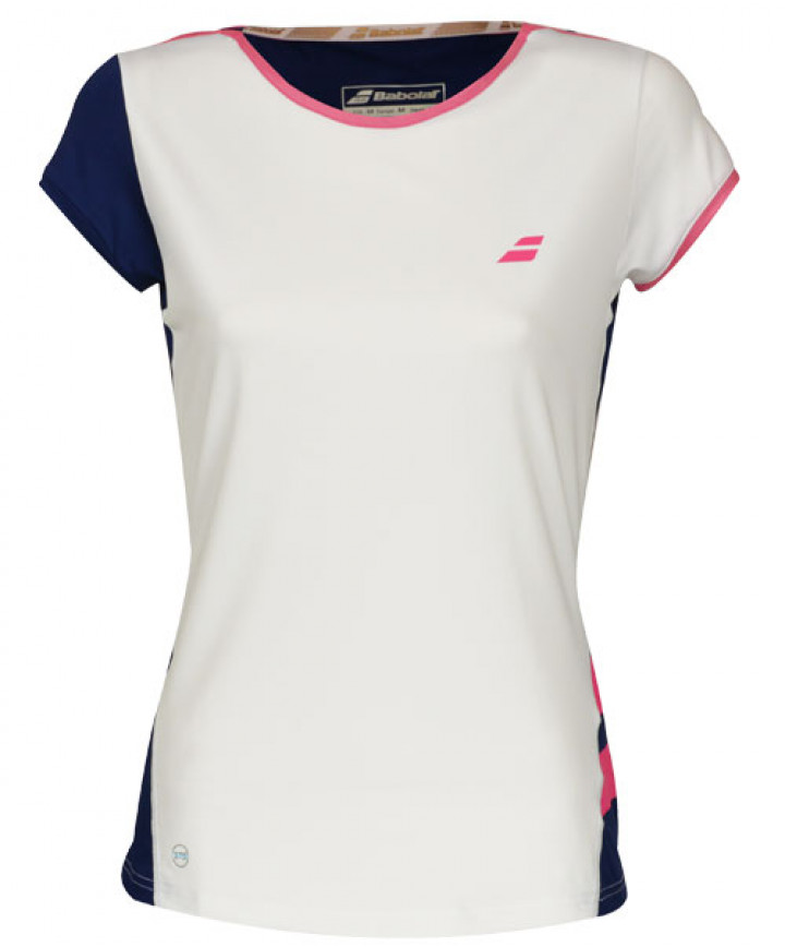Babolat Women S Performance Cap Sleeve Top White Estate Blue