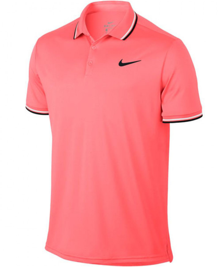 Nike Men s Court Dry Pique Tennis Polo Lava Glow 830847 676 Apparel