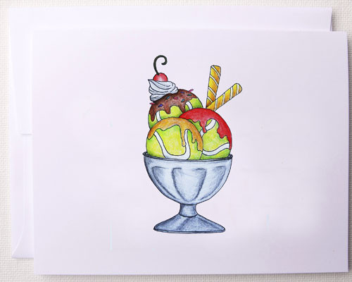 Bloom Designs Note Cards Sundae Tennis Notes St