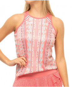 Lucky In Love Flower Patch Tuck Tank-Melon CT799-G38652