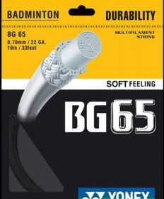 Yonex BG 65 Micron Badminton Strung 22 Black