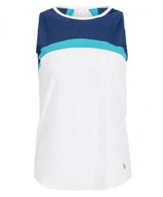 Cross Court Indigo Mesh Back Tank-White 8460-0110