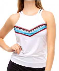 Lucky In Love Post A Plaid Color Block Tie Tank-White CT752-G65110